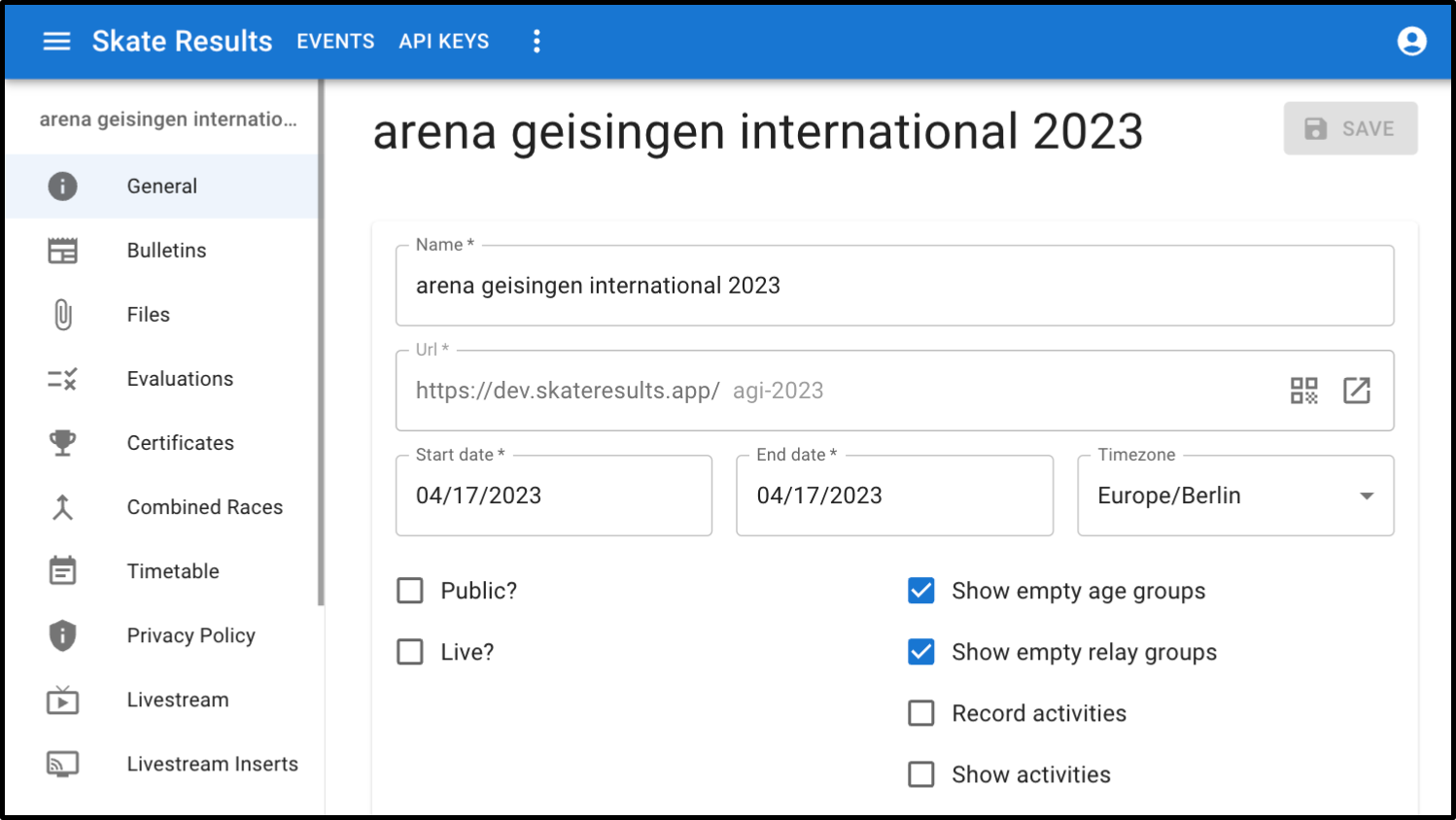 General settings